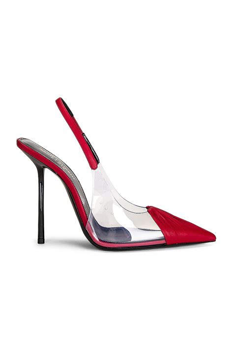 Saint Laurent Frida Slingback Heels in Transparent & Rouge